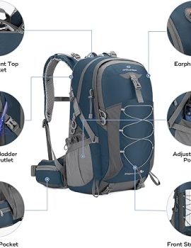 Maelstrom Hiking Backpack,Camping Backpack,40L Waterproof Hiking Daypack with Rain Cover,Lightweight Travel Backpack,Blue