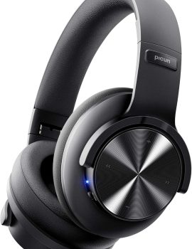 Picun B8 Bluetooth Headphones, 120H Playtime Headphones Wireless Bluetooth with 3 EQ Modes, Low Latency, Hands-Free Calls, Over Ear Headphones for Travel Home Office Cellphone PC Black