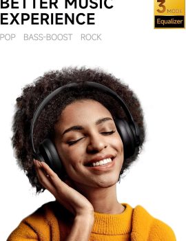 Picun B8 Bluetooth Headphones, 120H Playtime Headphones Wireless Bluetooth with 3 EQ Modes, Low Latency, Hands-Free Calls, Over Ear Headphones for Travel Home Office Cellphone PC Black