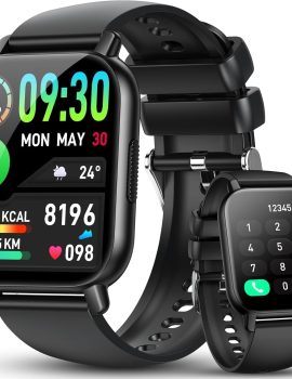 Smart Watch for Men Women with Bluetooth Call/Message Reminder, Fitness Watch 1.85″ Touch Screen, Watch Heart Rate/Sleep/Spo2/Calories/Steps Monitor, 112+ Sport Mode, Activity Tracker for Android/iOS